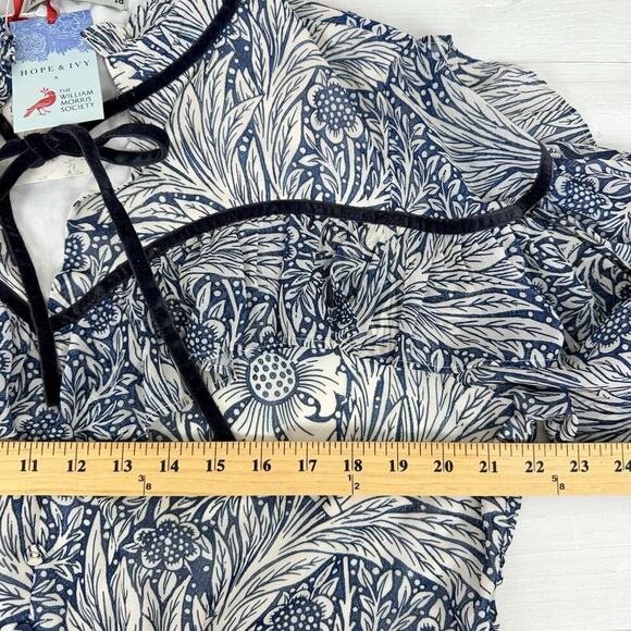 Hope & Ivy William Morris Marigold Ruffle Tiered Dress Size 14 Blue Floral Boho - Picture 14 of 16